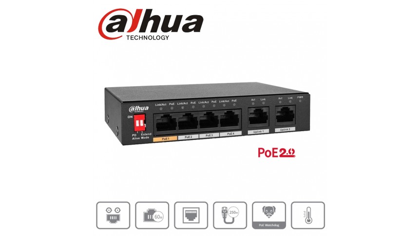 Switch PoE 4 ports Dahua PFS3005-4ET-60