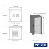 Baie de brassage 19 pouces 26U 600×600 sur roulettes – armoire réseau haute capacité informatique et vidéosurveillance