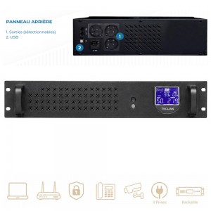 Onduleur rackable 2000 VA – 1200 W – Line Interactive – 3 prises TLOD42000RT
