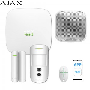  Kit alarme Ajax maison sans fil 4g avec sirène extérieure 113 dB, télécommande et détecteur photo MotionCam