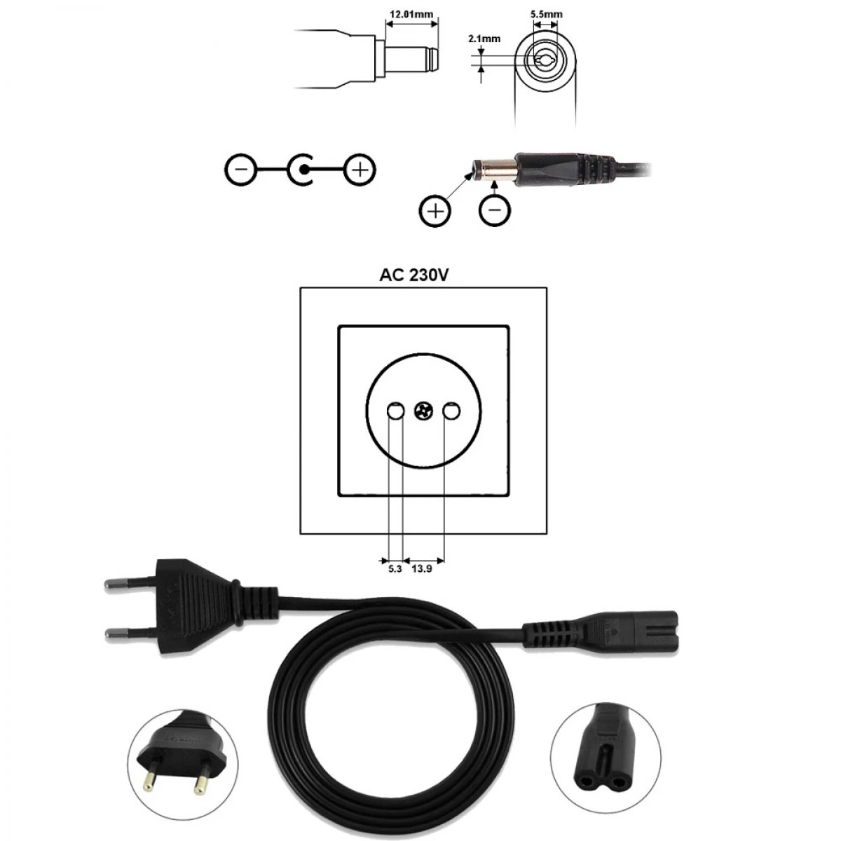 Tempo DI SALDI Transformateur 1 Amper 12 Volts pour Caméra Et Bande LED 2.1/5.5 mm CCTV