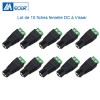 Connecteur d'alimentation femelle pour caméra analogique lot de 4 