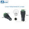 Connecteur d'alimentation femelle pour caméra analogique lot de 4 