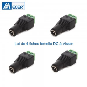 Connecteur d'alimentation femelle pour caméra analogique lot de 4 