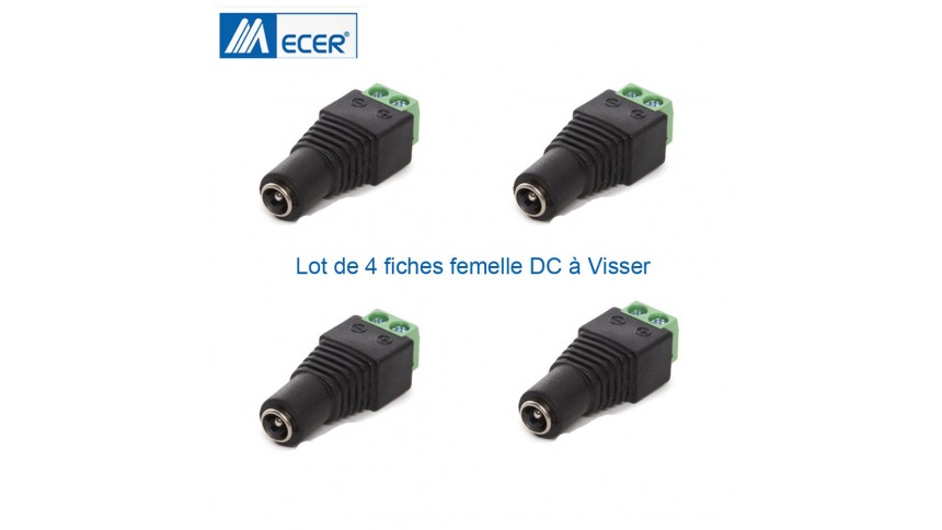 Connecteur d'alimentation femelle pour caméra analogique lot de 4 