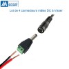 Connecteur mâle d'alimentation DC jack pour caméra BNC lot de 4 