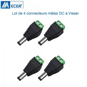 Connecteur mâle d'alimentation DC jack pour caméra BNC lot de 4 