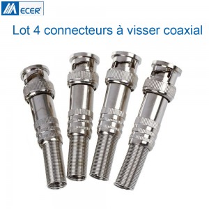Connecteurs BNC à visser par 4 pour câble vidéosurveillance coaxial