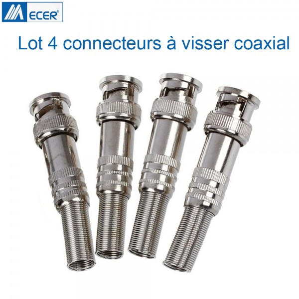Connecteurs BNC à visser par 4 pour câble vidéosurveillance coaxial