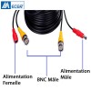 Câble coaxial 5m vidéo + alimentation pour caméra BNC