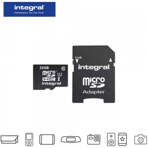 Carte microSDHC Integral UltimaPro 32 Go – Classe 10 avec adaptateur SD – INMSDH32G10-40U1