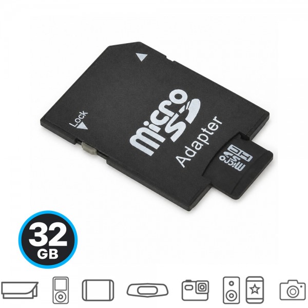 Carte microSDHC 32 Go Classe 10 avec adaptateur SD pour caméra et smartphone