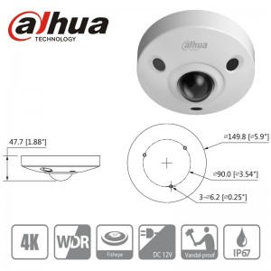HAC-EBW3802 DAHUA  caméra fisheye panoramique 8mp anti-vandale coaxial HAC-EBW3802 DAHUA  caméra fisheye panoramique 8mp anti-vandale coaxial