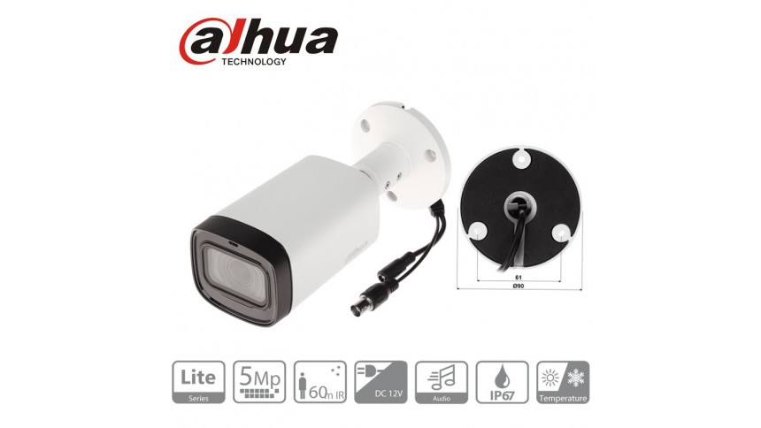 Dahua HAC-HFW1500R-Z-IRE6-A caméra tube 5 Mégapixels avec micro IR60M varie focal motorisé