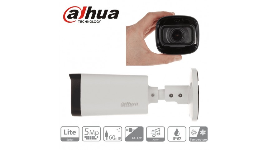 Dahua HAC-HFW1500R-Z-IRE6-A caméra tube 5 Mégapixels avec micro IR60M varie focal motorisé