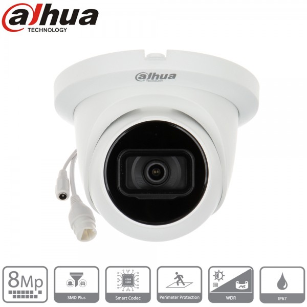 Caméra IP 4K Dahua IPC-HDW2841TMP-S-0280B – 8MP, WizSense, PoE, IR 30 m