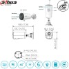 Dimensions et connectique de la caméra Dahua BF4CP 4G avec emplacements SIM et microSD