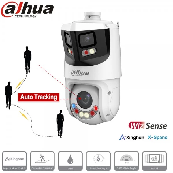 Caméra IP PTZ panoramique 180 degrés Dahua avec auto-tracking