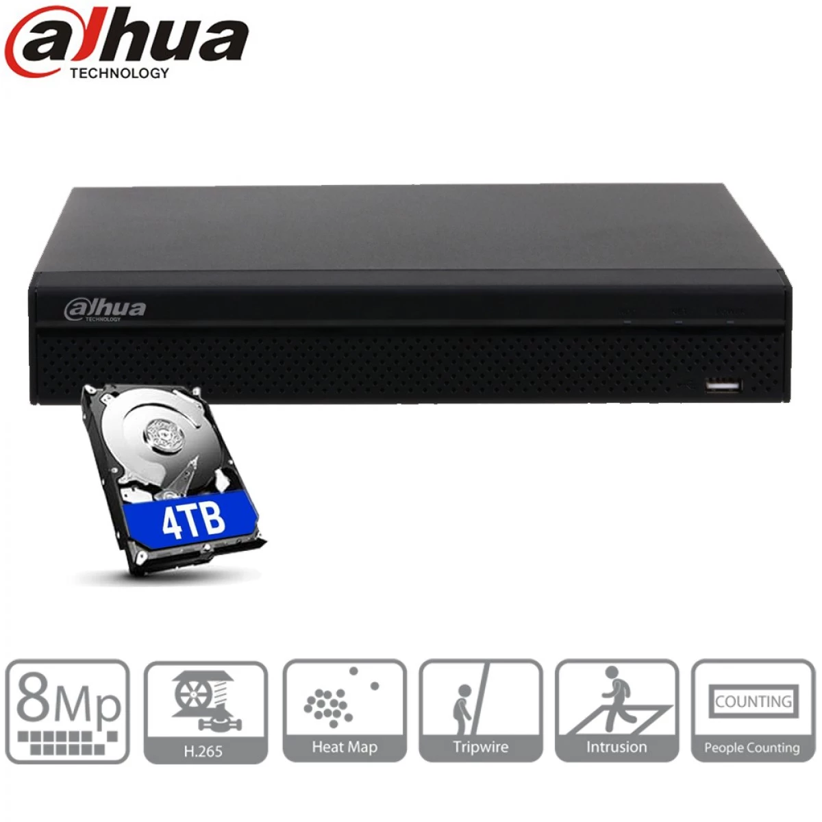Enregistreur Vidéo Hikvision XVR 8 Voies - 8 Mpx, 4K, Compatible Smartphone - Neuf