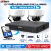 Kit vidéosurveillance Dahua avec deux caméras dôme 2 MP et disque dur 2 To installé