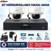 Kit vidéosurveillance Dahua avec DVR 4 voies et deux caméras dôme Full HD 2 MP sans câbles coaxiaux