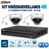 Kit vidéosurveillance 4K Dahua avec 2 caméras dôme 8 MP et disque dur 2 To