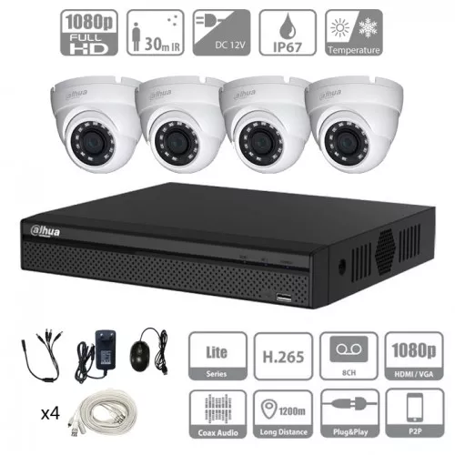 Kit 4 Camera surveillance Turbo, système vidéosurveillance Full HD
