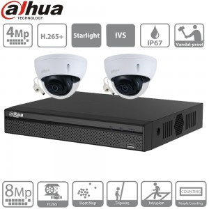 Dahua kit IP Poe 2 caméras 4 megapixels dômes à bulle