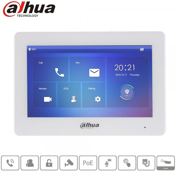 Moniteur pour visiophone 2 fils Dahua connectée VTH5422HW