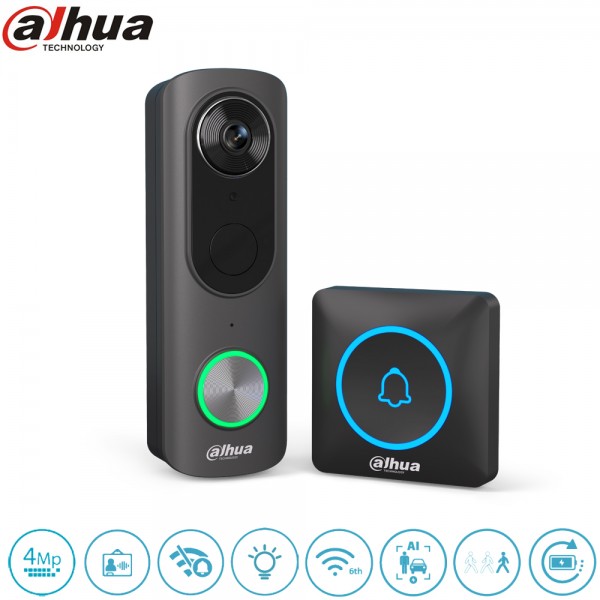 Visiophone sans fil WiFi 4 MP sur batterie avec carillon – Dahua VDKB01-BB