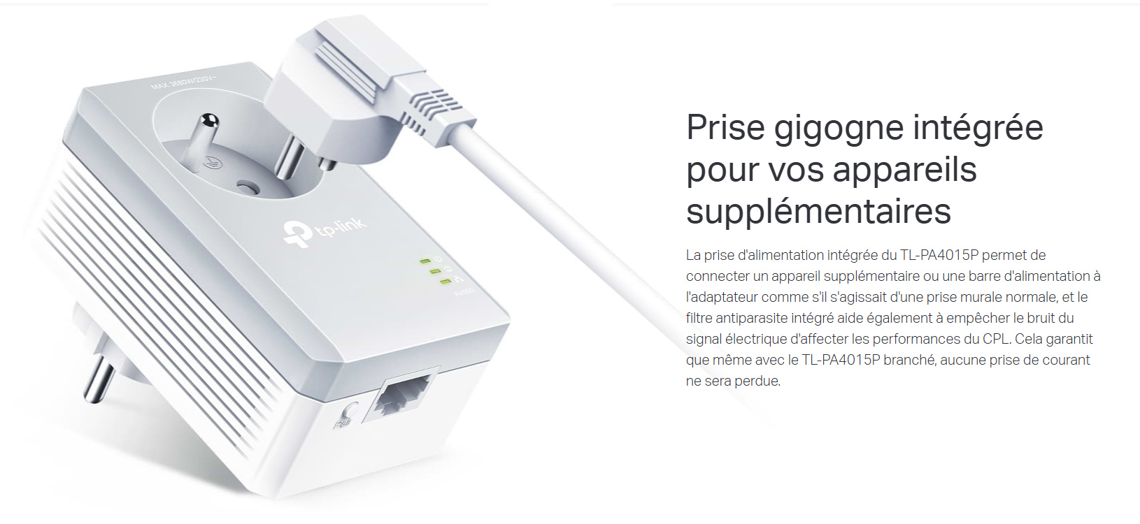 Prise gigogne intégrée du CPL TP-Link AV600