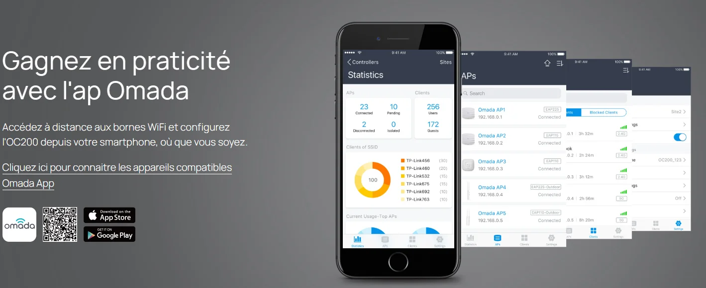 Application Omada OC200 pour gestion réseau WiFi à distance depuis smartphone