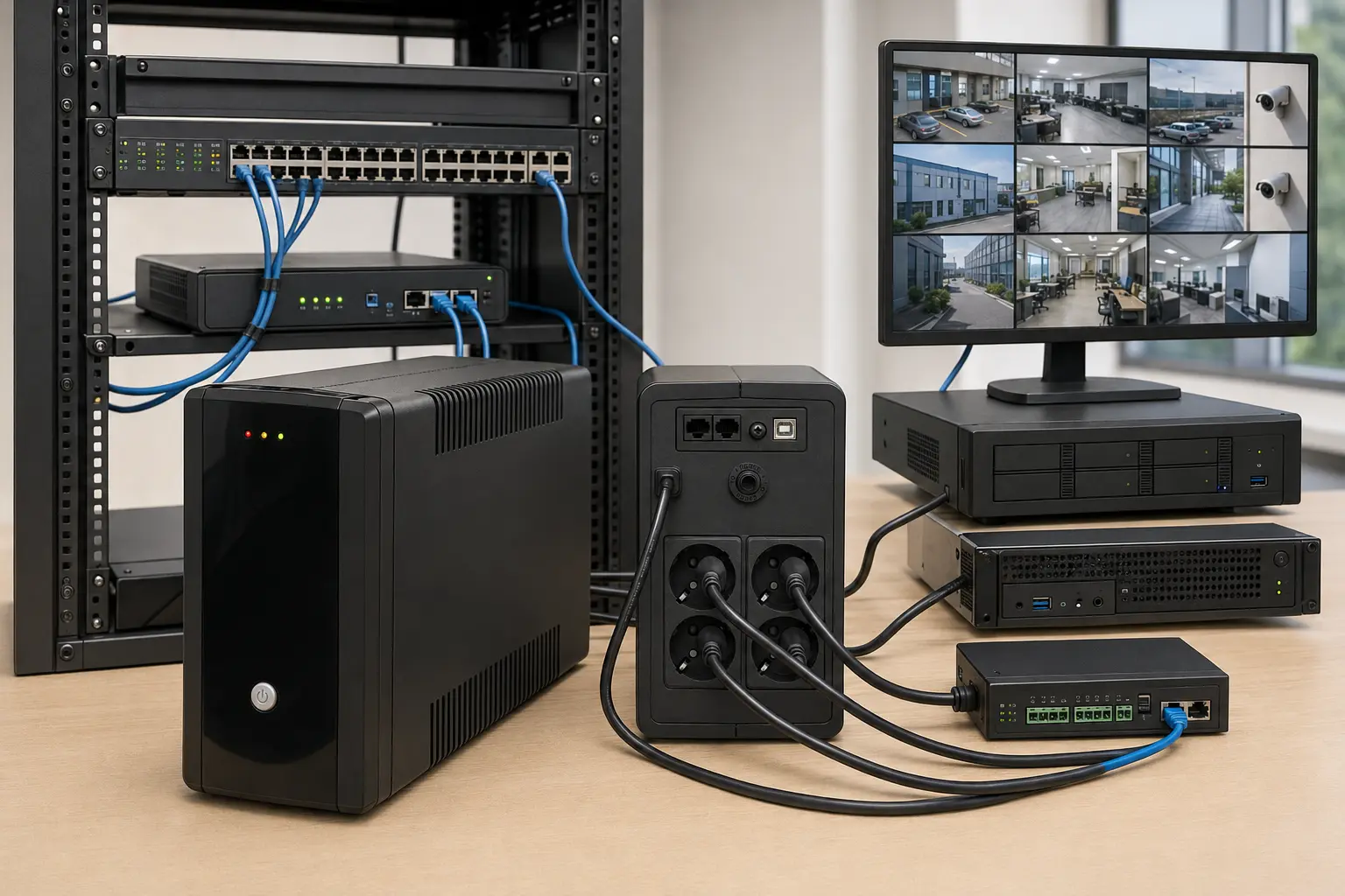 Onduleur 1500 VA 900 W pour vidéosurveillance, alarme, NVR, switch PoE et petit serveur