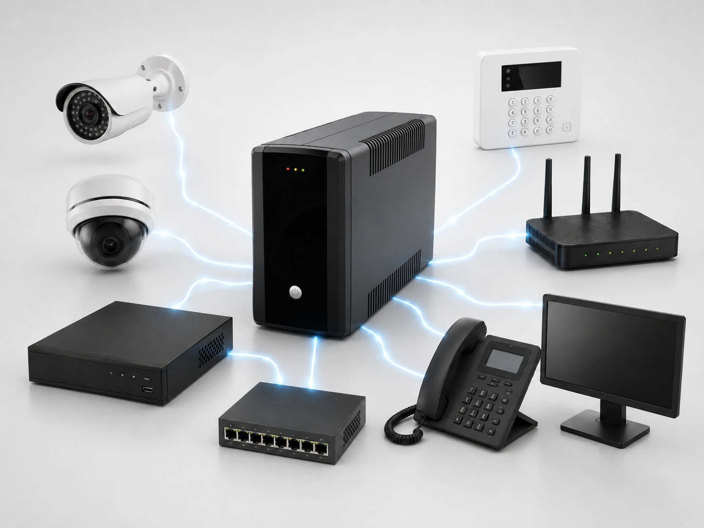 Onduleur 650 VA Line Interactive pour vidéosurveillance, alarme, routeur et ordinateur