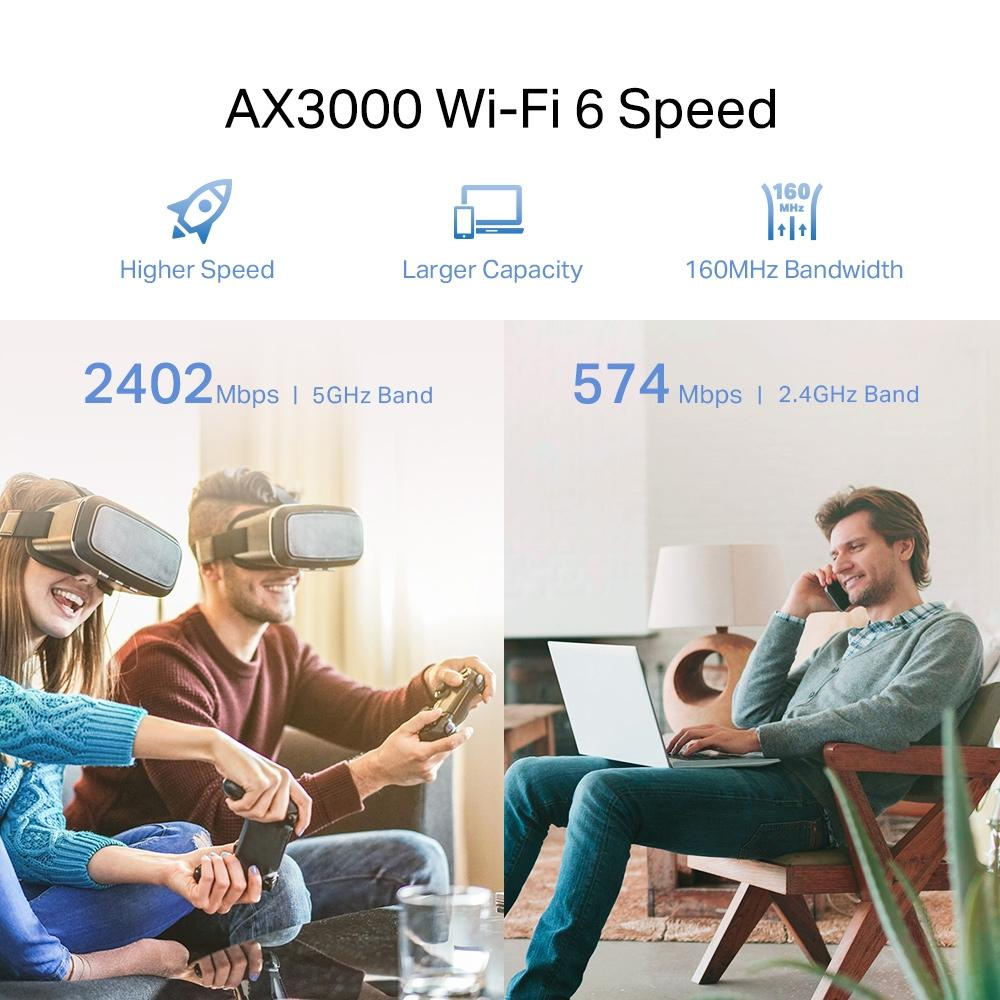 WiFi 6 AX3000 vitesse réseau rapide 5 GHz et 2.4 GHz