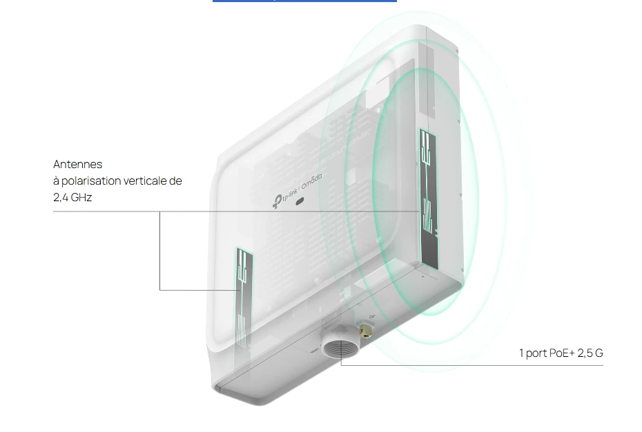 Conception professionnelle TP-Link EAP772-Outdoor avec antennes et port PoE 2.5G