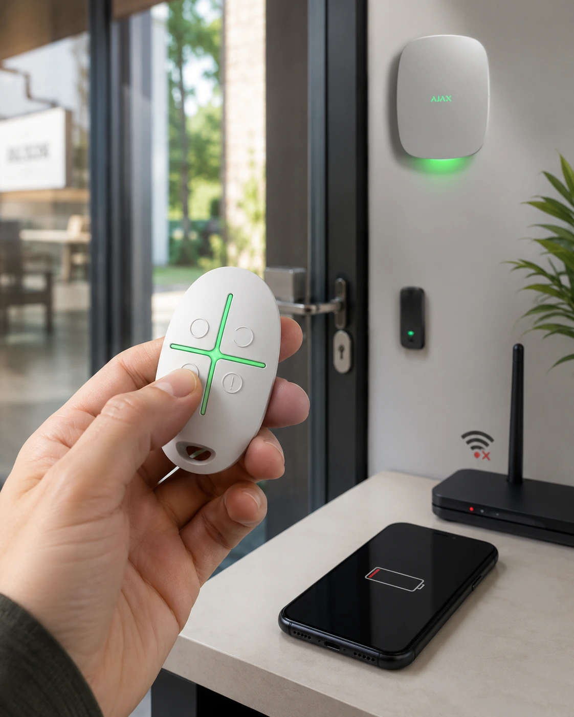 Télécommande Ajax pour activer et désactiver une alarme sans smartphone ni connexion Internet