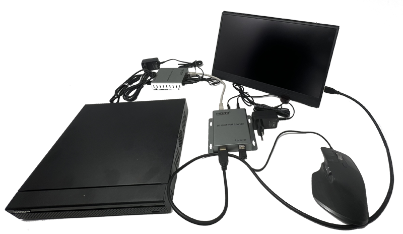 Connexion du récepteur de l’extendeur RJ45 4K vers l’écran distant et la souris