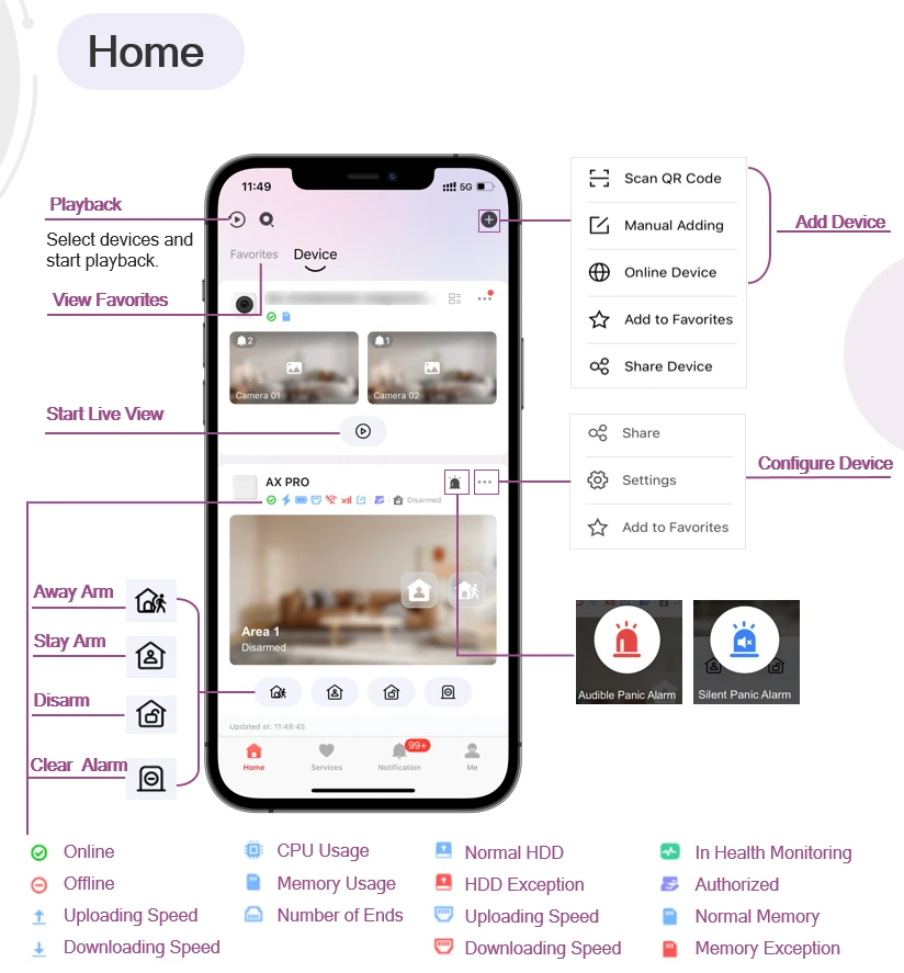 Écran d’accueil de l’application Hik-Connect