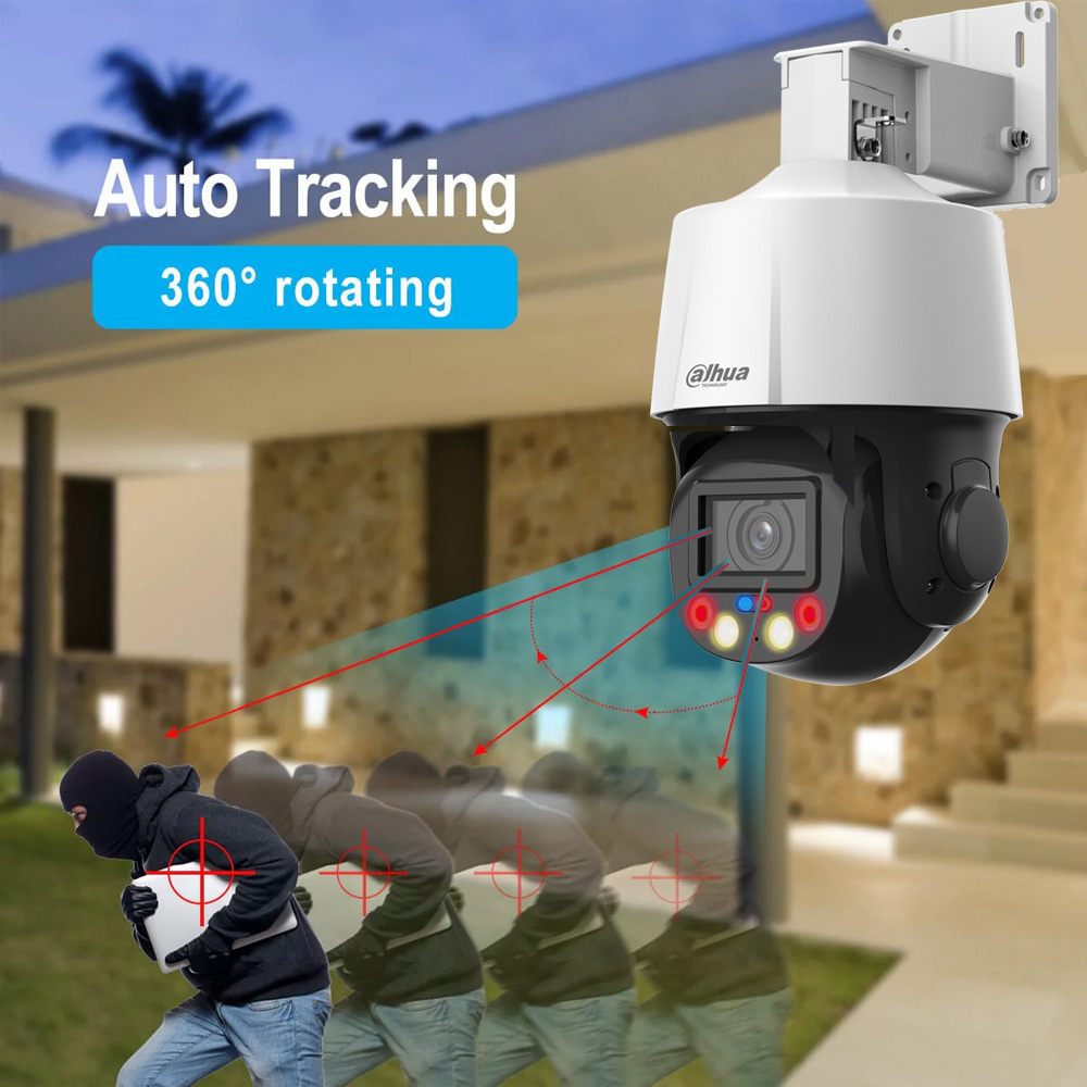 Caméra PTZ Dahua 4MP avec auto tracking et suivi automatique des intrusions en rotation 360 degrés