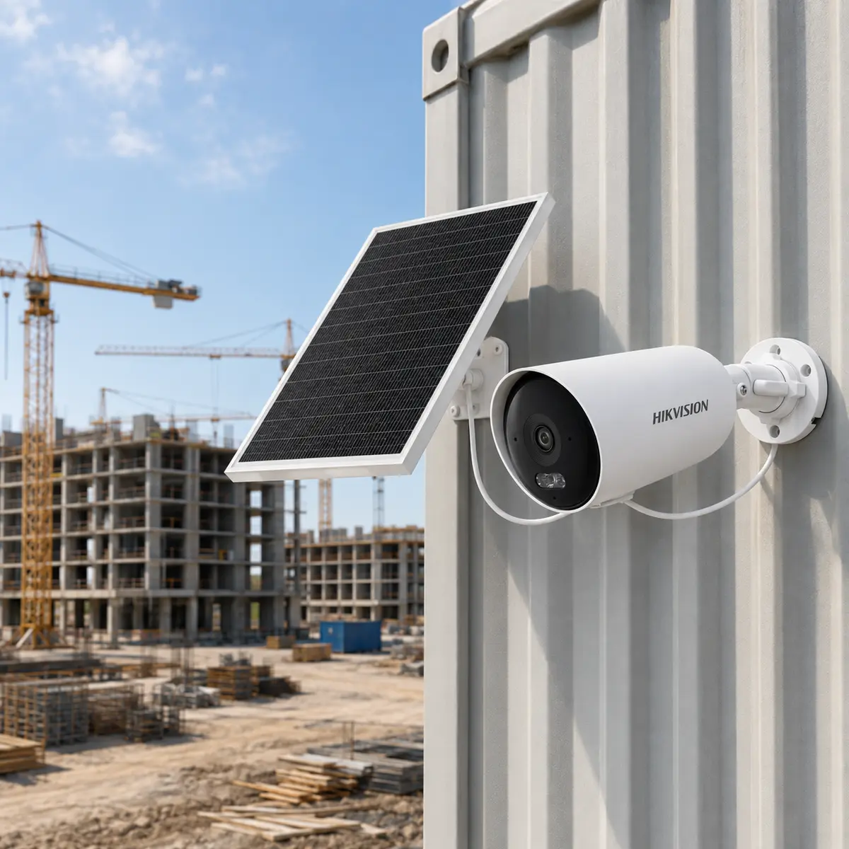 Caméra de chantier Hikvision solaire 4G installée sans alimentation électrique ni réseau filaire