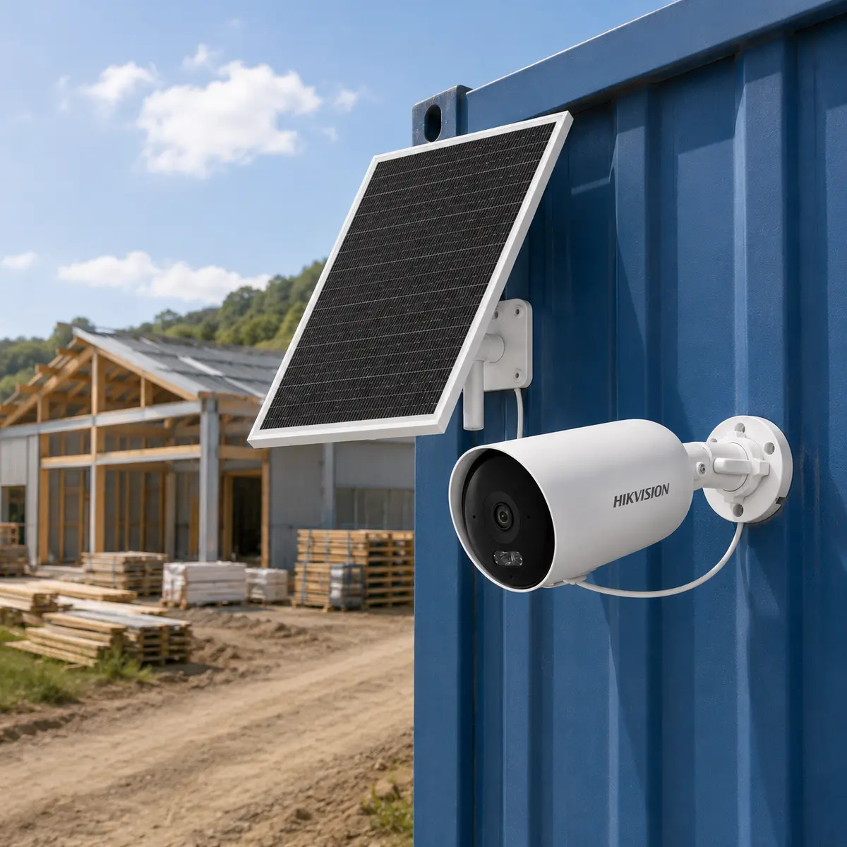 Caméra de chantier Hikvision démontée puis réinstallée sur un nouveau chantier