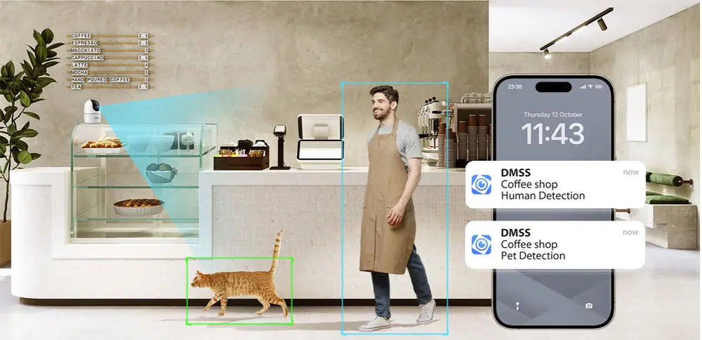 Détection IA des humains et des animaux par la caméra WiFi intérieure Dahua DH-H3A