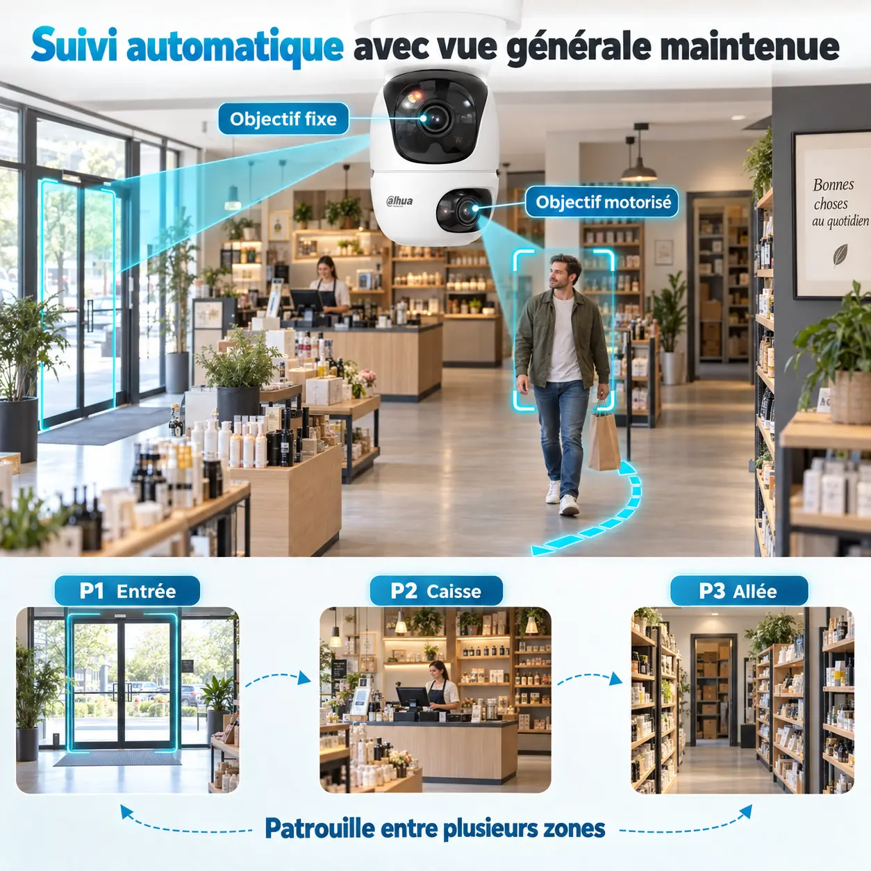 Suivi automatique avec la caméra WiFi double objectif Dahua H5D-5F