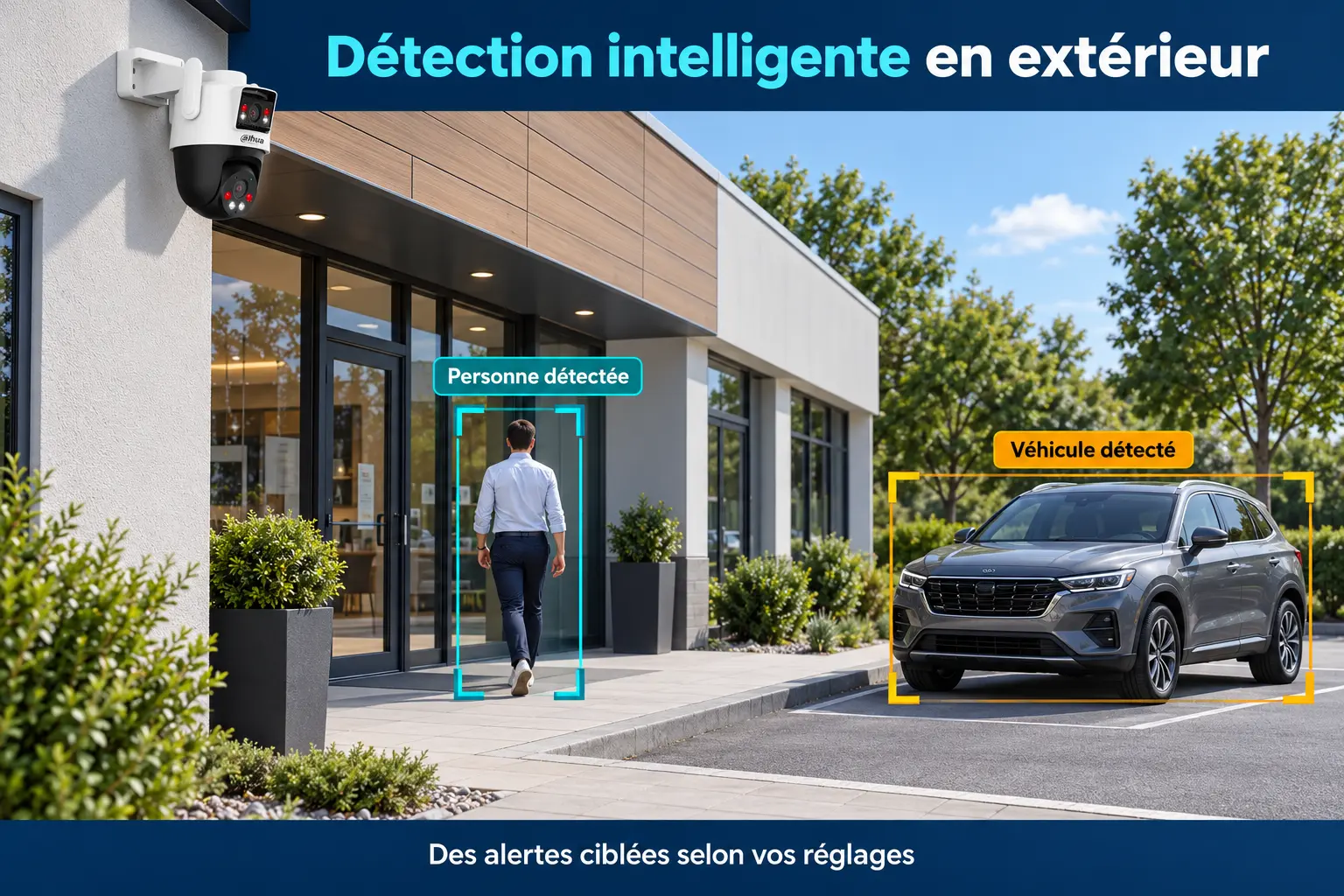 Détection intelligente des personnes et véhicules avec la caméra extérieure Dahua P5D-5F-PV