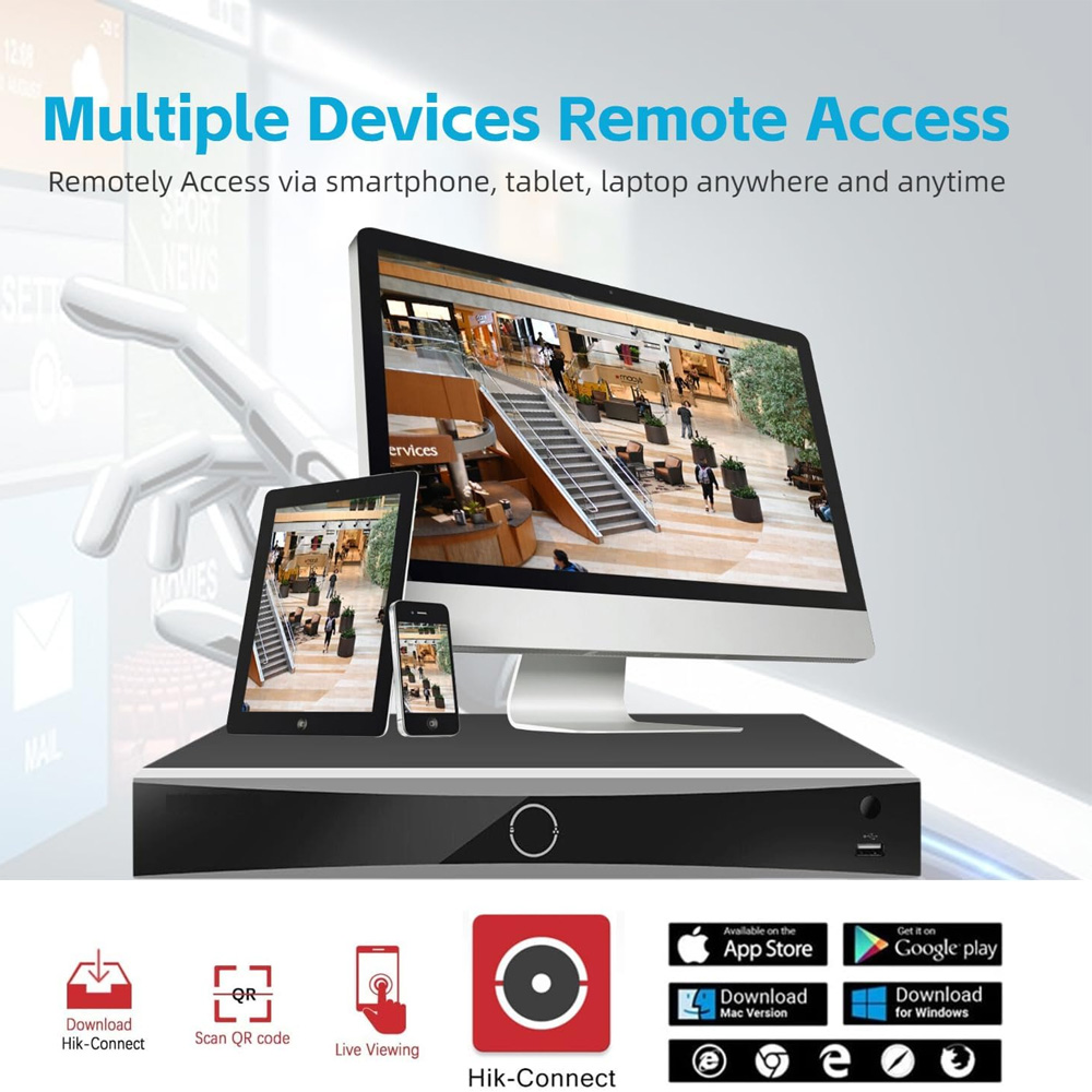 Accès à distance Hik-Connect pour NVR Hikvision DS-7608NXI-I2-8P-VPro depuis smartphone tablette et ordinateur